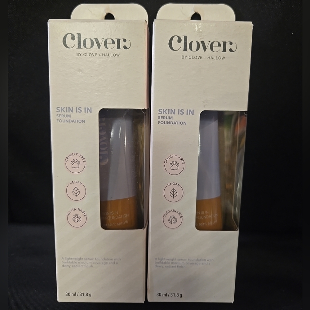 2pc Lot Clover Skin Is In Serum Foundation #9 Medium-Dark Dewy Radiant Finish